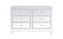 Elegant MF72017WH - 48 Inch Mirrored Six Drawer Cabinet in White
