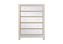 Elegant MF72026G - 34 Inch Mirrored Five Drawer Cabinet in Gold