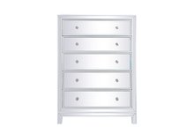 Elegant MF72026WH - 34 Inch Mirrored Five Drawer Cabinet in White
