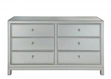 Elegant MF72036 - Dresser 6 Drawers 60in. Wx18in. Dx32in. H in Antique Silver Paint