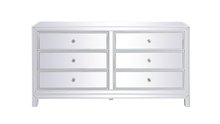 Elegant MF72036WH - 60 Inch Mirrored Six Drawer Cabinet in White