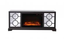 Elegant MF802DT-F1 - 60 In. Mirrored Tv Stand with Wood Fireplace Insert in Dark Walnut