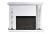 Elegant MF98901-F1 - Raiden 47 Inch LED Mirrored Mantle with Wood Fireplace
