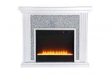 Elegant MF9902-F2 - 47.5 In. Crystal Mirrored Mantle with Crystal Insert Fireplace