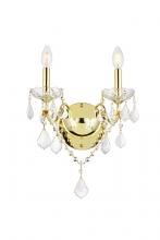 Elegant V2015W2G/RC - St. Francis 2 Light Gold Wall Sconce Clear Royal Cut Crystal