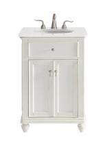 Elegant VF12324AW-VW - 24 Inch Single Bathroom Vanity in Antique White with Ivory White Engineered Marble