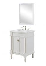Elegant VF13024AW-VW - 24 Inch Single Bathroom Vanity in Antique White with Ivory White Engineered Marble