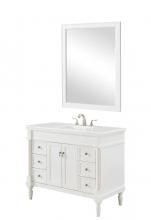 Elegant VF13042AW-VW - 42 Inch Single Bathroom Vanity in Antique White with Ivory White Engineered Marble