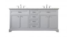 Elegant VF15072DGR - 72 Inch Double Bathroom Vanity in Grey