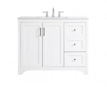 Elegant VF17042WH - 42 Inch Single Bathroom Vanity in White