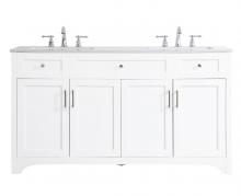 Elegant VF17060DWH - 60 Inch Double Bathroom Vanity in White