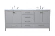Elegant VF18972DGR - 72 Inch Double Bathroom Vanity in Gray