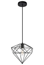 Elegant LDPD3021 - Poe Collection Pendant D12 H11.8 Lt:1 Dark Bronze Finish