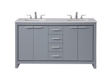 Elegant VF12860DGR - 60 In. Double Bathroom Vanity Set In Grey