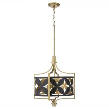 Quorum 883-3-5980 - Mariposa 3 Light Pendant, Matte Black, Aged Brass