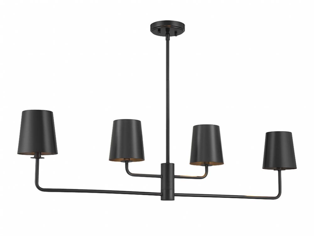 4-Light Linear Chandelier in Matte Black