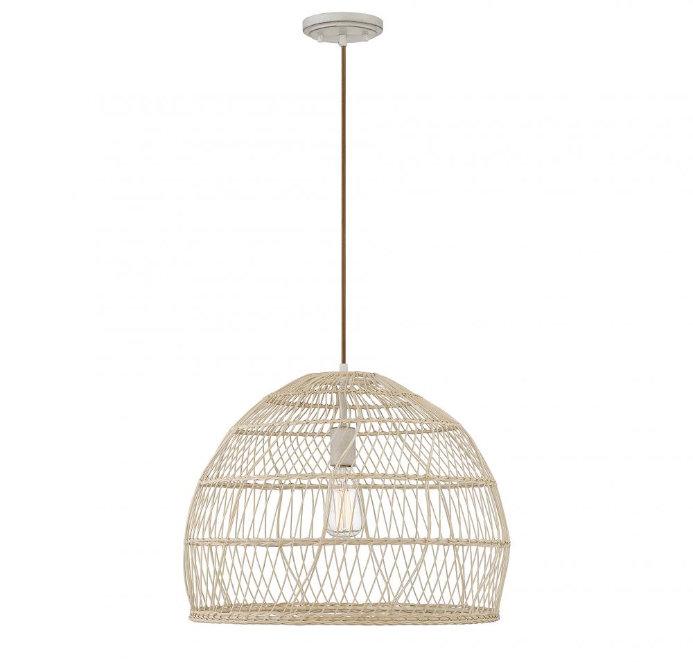 1-Light Pendant in Natural Rattan with A Matching Socket