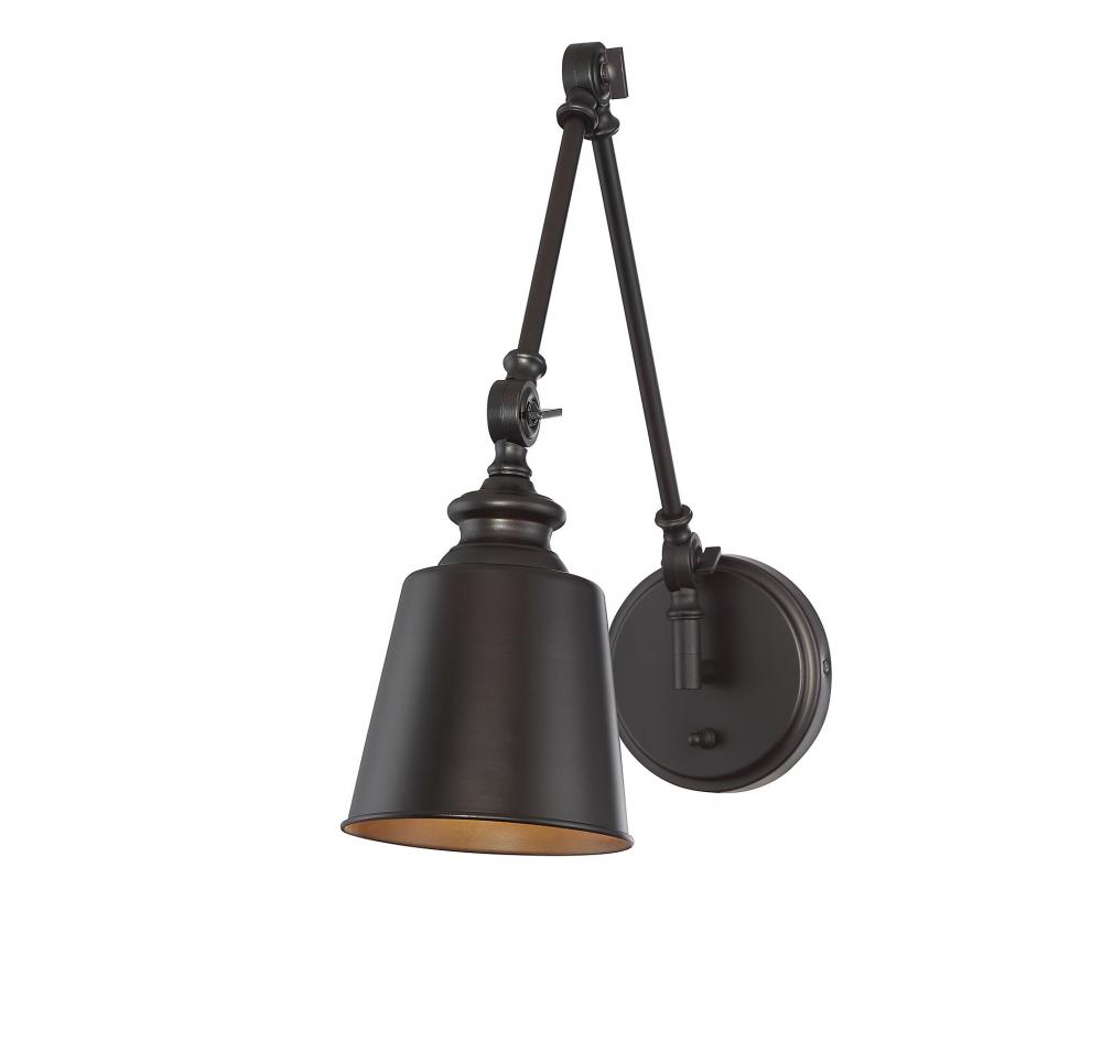 1-Light Adjustable Wall Sconce in Oil Rubbed Bronze (Set of 2)