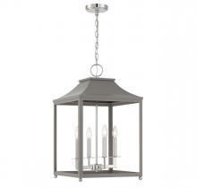 Savoy House Meridian M30009GRYPN - 4-Light Pendant in Gray with Polished Nickel