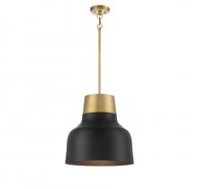Savoy House Meridian M70115MBKNB - 1-Light Pendant in Matte Black with Natural Brass