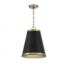 Savoy House Meridian M7014MBKNB - 1-Light Pendant in Matte Black with Natural Brass
