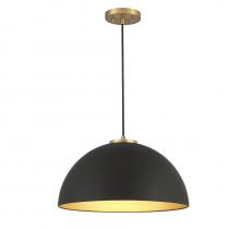 Savoy House Meridian M7024MBKNB - 1-Light Pendant in Matte Black with Natural Brass