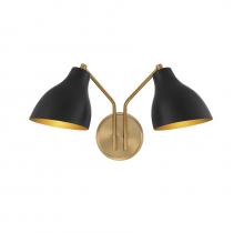 Savoy House Meridian M90075MBKNB - 2-Light Wall Sconce in Matte Black with Natural Brass