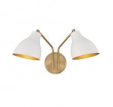 Savoy House Meridian M90075WHNB - 2-Light Wall Sconce in White with Natural Brass