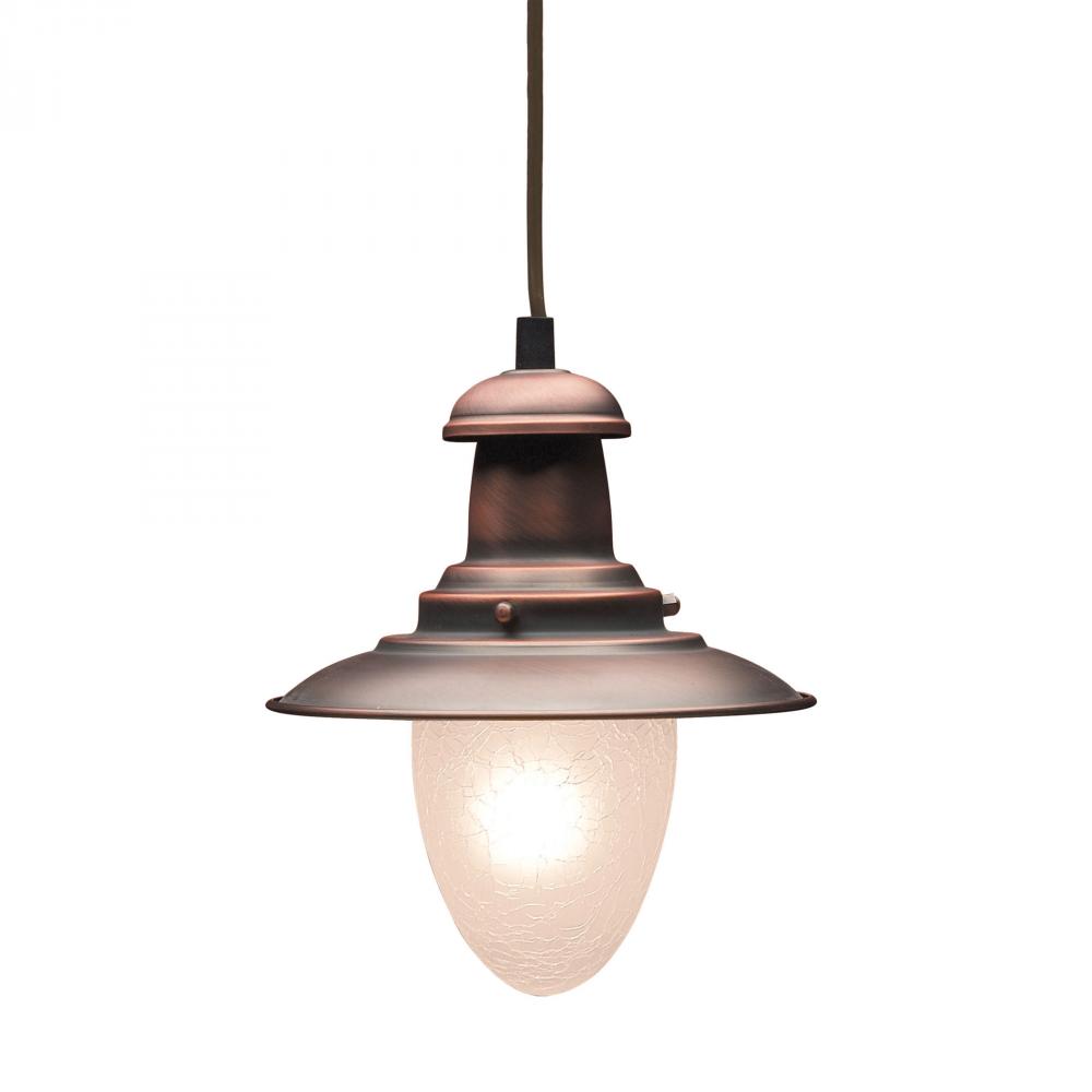 Farmhouse 1-Light Mini Pendant in Antique Copper with Matching Shade