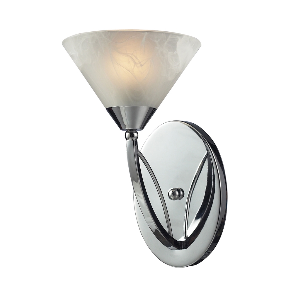 Elysburg 1-Light Vanity Lamp in Polished Chrome with White Marbleized Glass