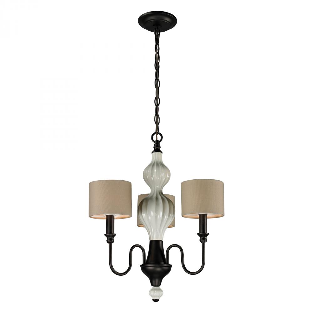 Lilliana 3 Light Chandelier In Cream And Aged Br