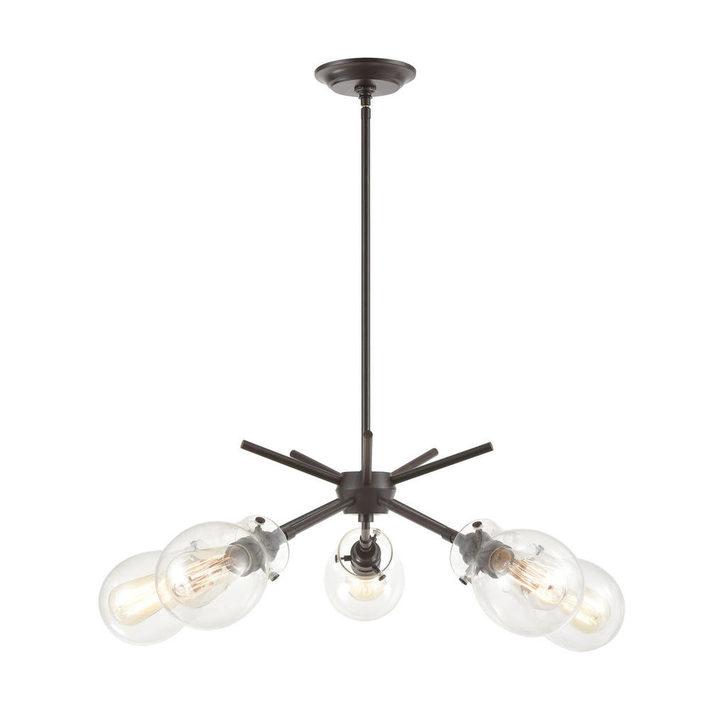 Jaelyn 5-Light Chandelier in Oil Rubbed Bronze with Clear Glass