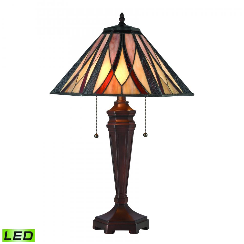 Foursquare 24'' High 2-Light Table Lamp - Tiffany Bronze - Includes LED Bulbs