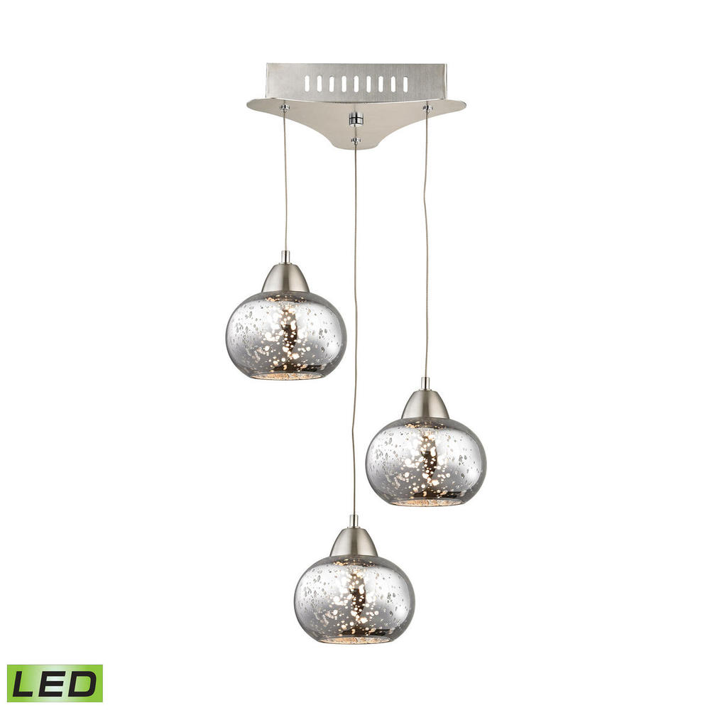 Ciotola Single Led Pendant Complete with Mecury Glass Shade and Holder